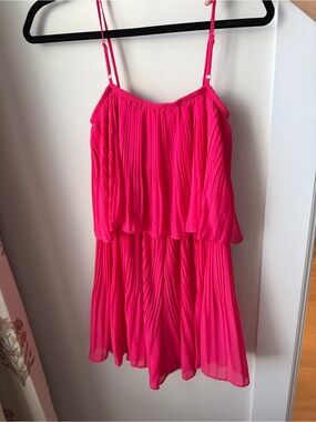 Pink Spaghetti Strap Pleated romper